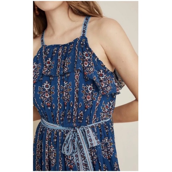 Anthropologie Sasha Ruffled Maxi Dress Blue NWT Women’s size small boho ANTHRO - Picture 4 of 9